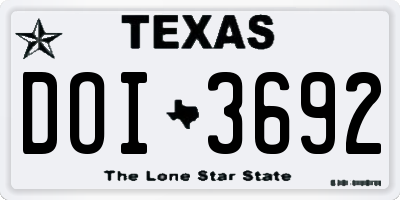 TX license plate DOI3692