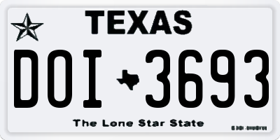 TX license plate DOI3693