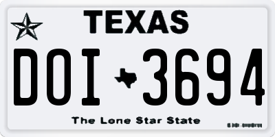 TX license plate DOI3694