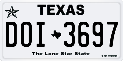 TX license plate DOI3697