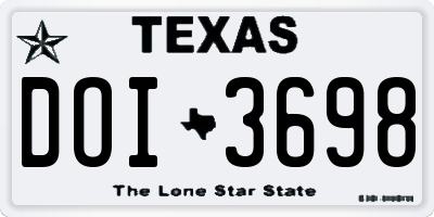 TX license plate DOI3698