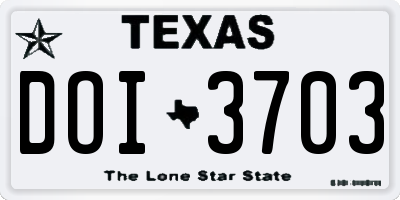 TX license plate DOI3703