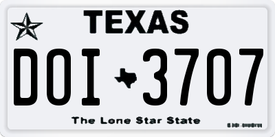 TX license plate DOI3707