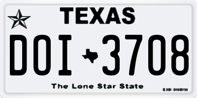 TX license plate DOI3708