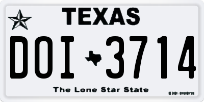TX license plate DOI3714
