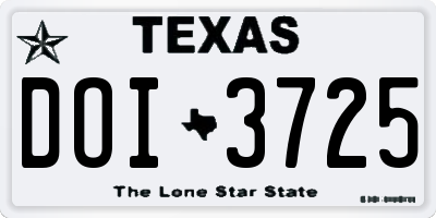TX license plate DOI3725