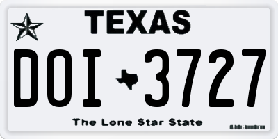 TX license plate DOI3727