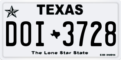 TX license plate DOI3728