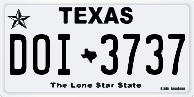 TX license plate DOI3737
