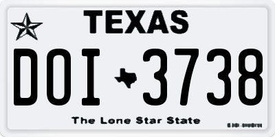 TX license plate DOI3738