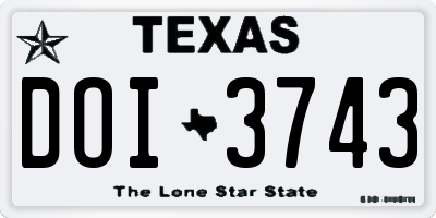 TX license plate DOI3743