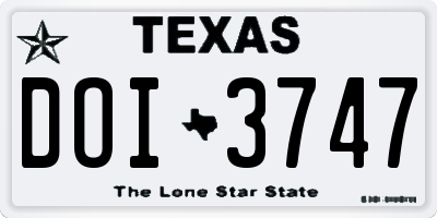TX license plate DOI3747