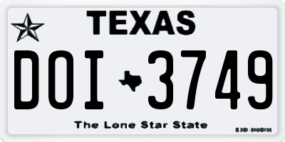 TX license plate DOI3749