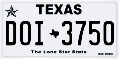 TX license plate DOI3750
