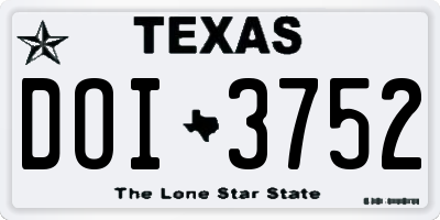 TX license plate DOI3752