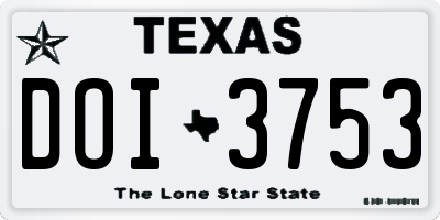 TX license plate DOI3753