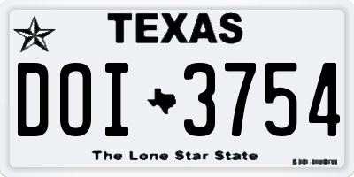 TX license plate DOI3754