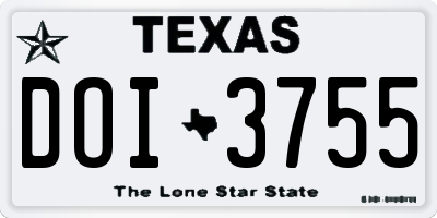 TX license plate DOI3755