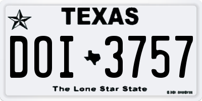 TX license plate DOI3757