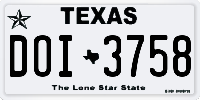 TX license plate DOI3758
