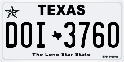 TX license plate DOI3760
