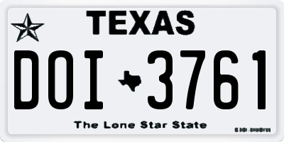 TX license plate DOI3761