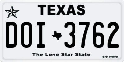 TX license plate DOI3762