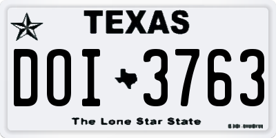 TX license plate DOI3763