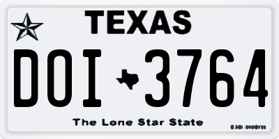 TX license plate DOI3764