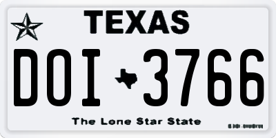 TX license plate DOI3766