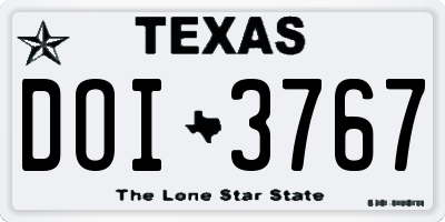 TX license plate DOI3767