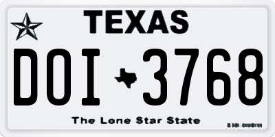 TX license plate DOI3768