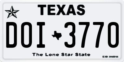 TX license plate DOI3770