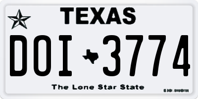 TX license plate DOI3774