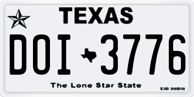 TX license plate DOI3776