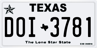 TX license plate DOI3781