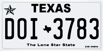 TX license plate DOI3783