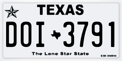 TX license plate DOI3791