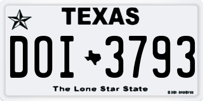 TX license plate DOI3793