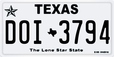 TX license plate DOI3794