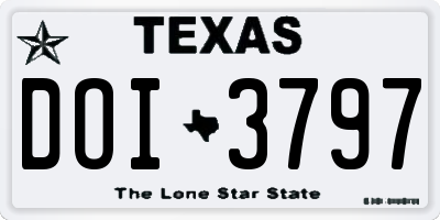TX license plate DOI3797