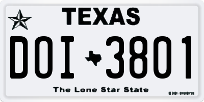 TX license plate DOI3801