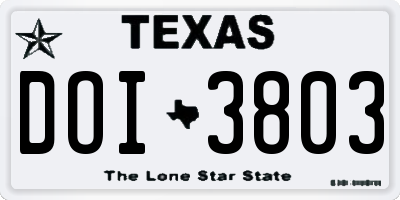 TX license plate DOI3803
