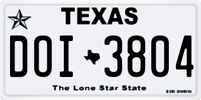 TX license plate DOI3804