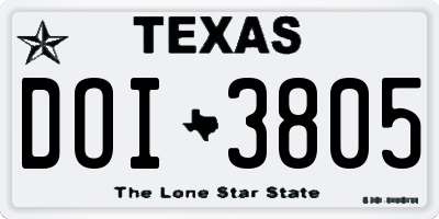 TX license plate DOI3805