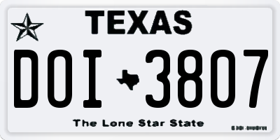 TX license plate DOI3807