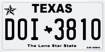 TX license plate DOI3810