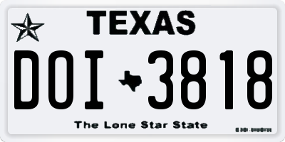 TX license plate DOI3818