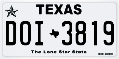 TX license plate DOI3819