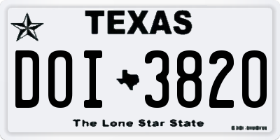 TX license plate DOI3820